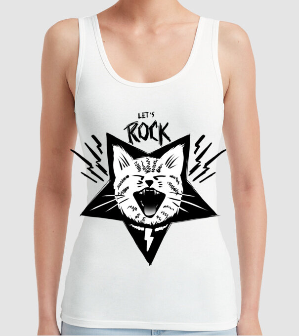 Let's Rock model alb pe tricou