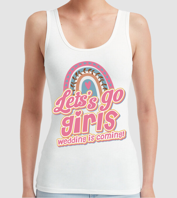 Lets go girls model alb pe tricou