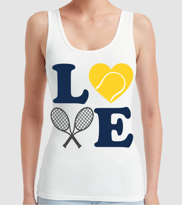 LOVE Tennis model alb pe tricou
