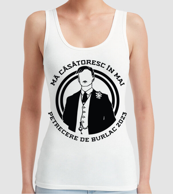 mă căsătoresc în mai - petrecere de burlac model alb pe tricou