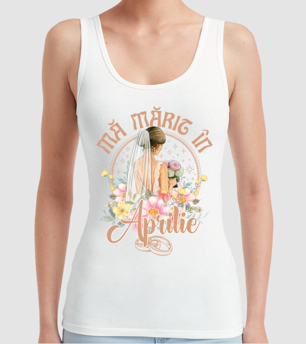 mă mărit - în aprilie model alb pe tricou
