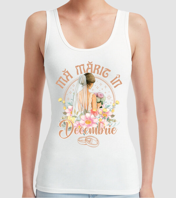 mă mărit - în decembrie model alb pe tricou