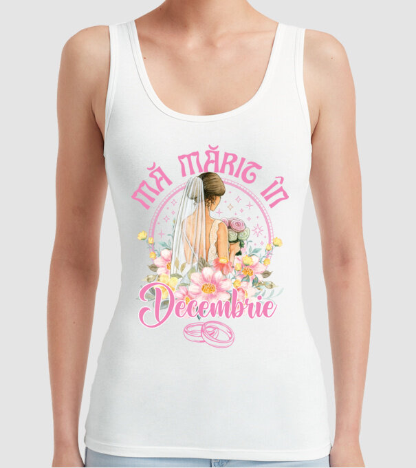 mă mărit - în decembrie model alb pe tricou