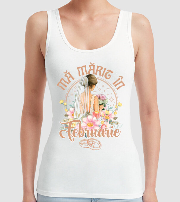 mă mărit - în februarie model alb pe tricou