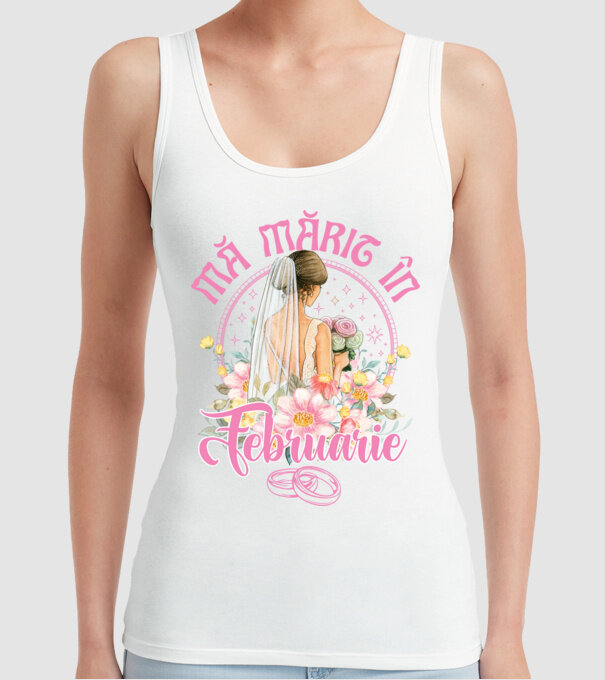 mă mărit - în februarie model alb pe tricou