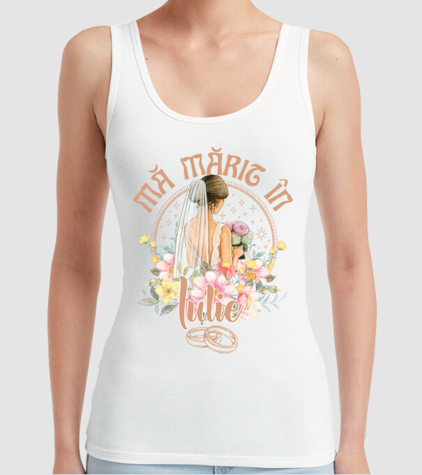 mă mărit - în iulie model alb pe tricou