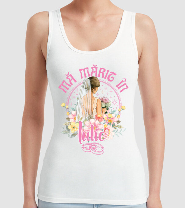 mă mărit - în iulie model alb pe tricou