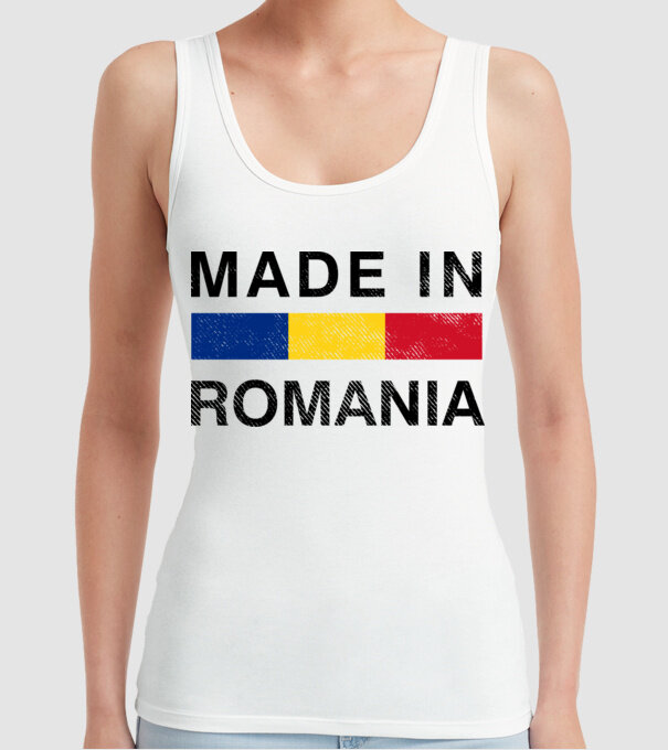 made in romania model alb pe tricou