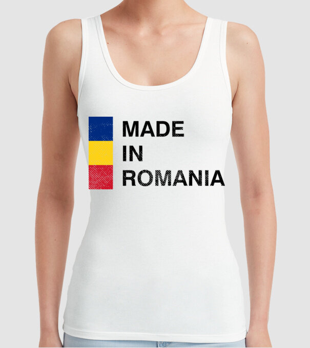 made in romania model alb pe tricou