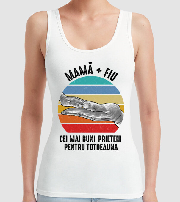 Mamă + fiu - Cei mai buni prieteni pentru totdeauna model alb pe tricou