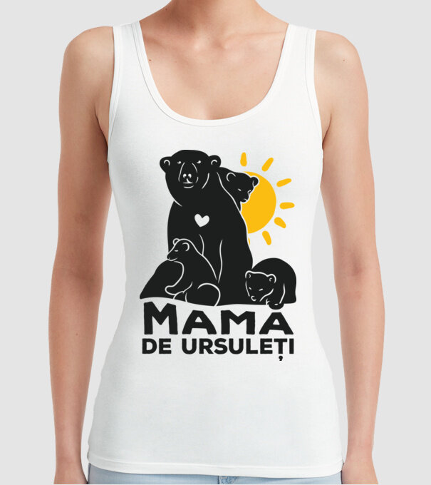 Mamă de ursuleți model alb pe tricou