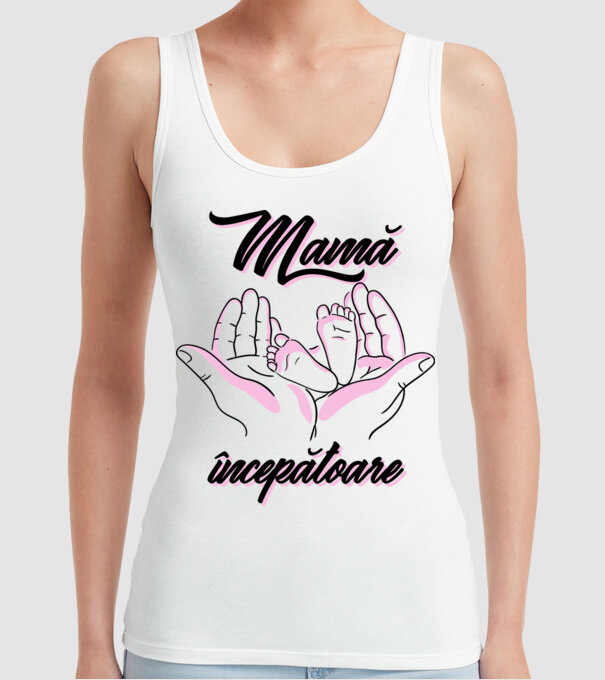 Mamă începătoare model alb pe tricou
