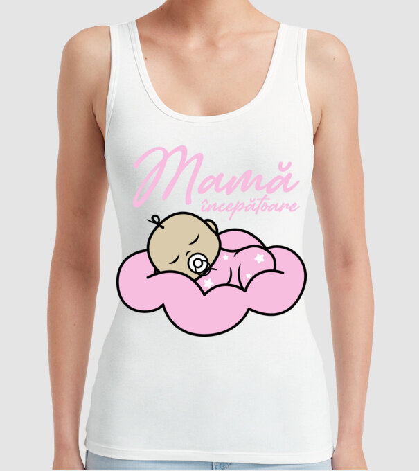 Mamă începătoare model alb pe tricou