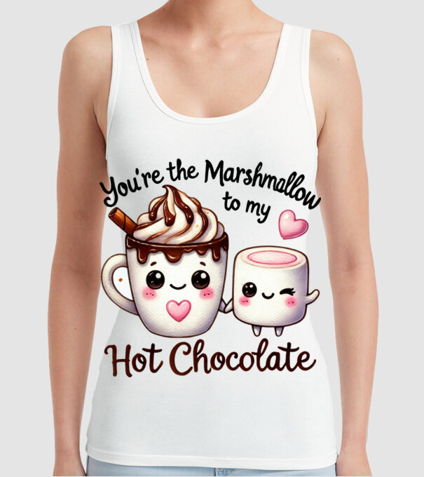 Marshmallow to my Hot Chocolate model alb pe tricou