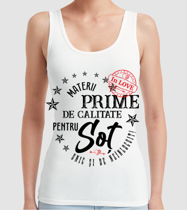 Materii prime de calitate pentru soț model alb pe tricou