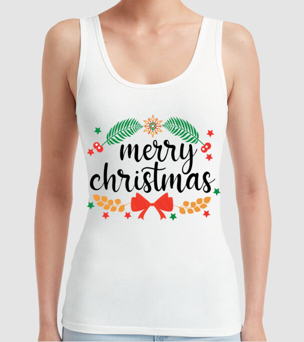 Merry christmas model alb pe tricou