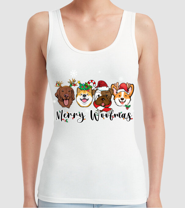 Merry woofmas 2 model alb pe tricou