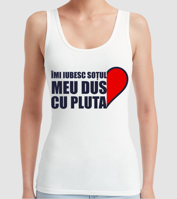Îmi iubesc soțul meu dus cu pluta model alb pe tricou