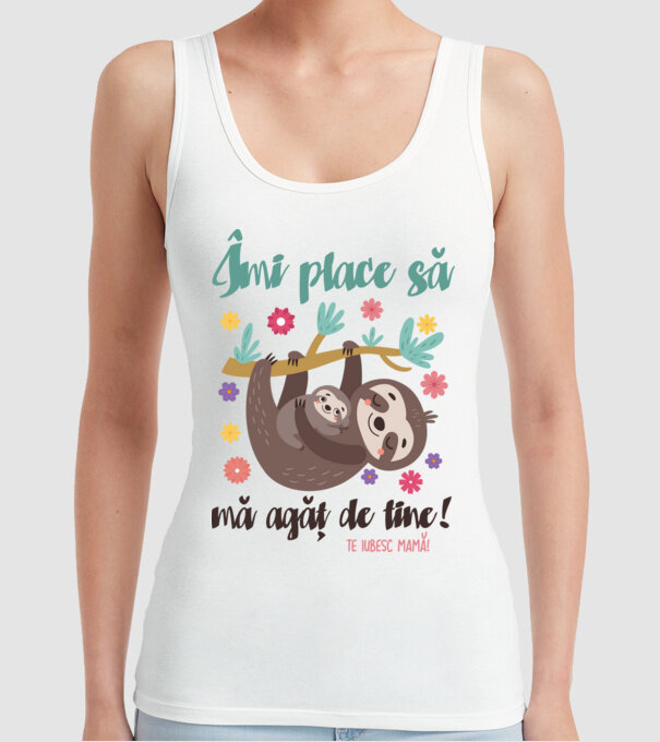 Îmi place că te agăți de mine! model alb pe tricou