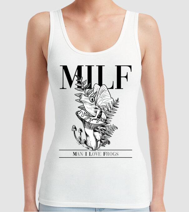 MILF man i love frogs model alb pe tricou
