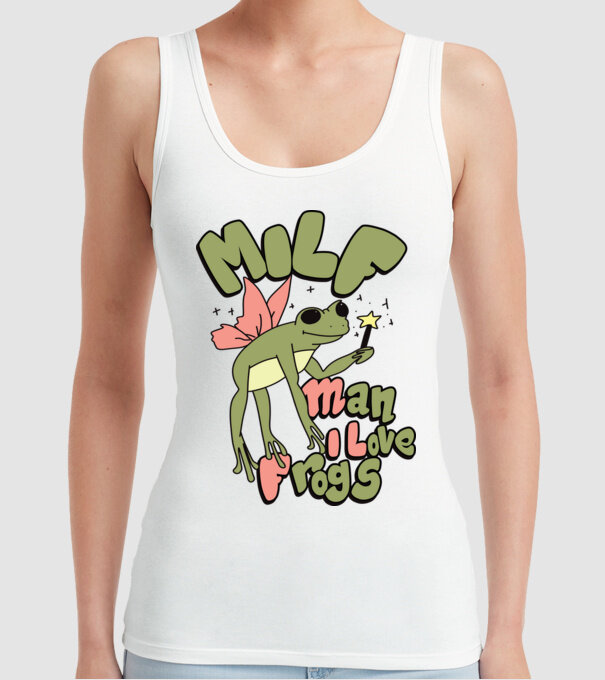 MILF man i love frogs model alb pe tricou