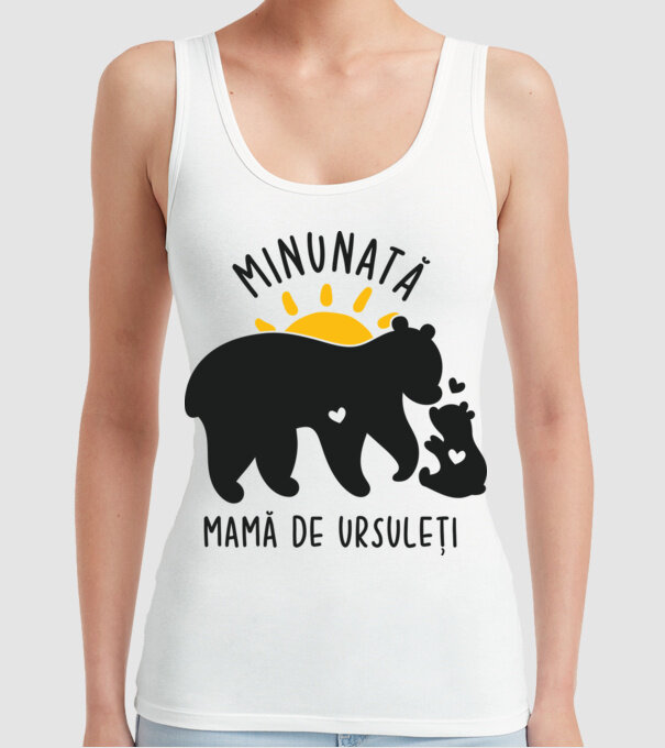 Minunată mamă de ursuleți model alb pe tricou