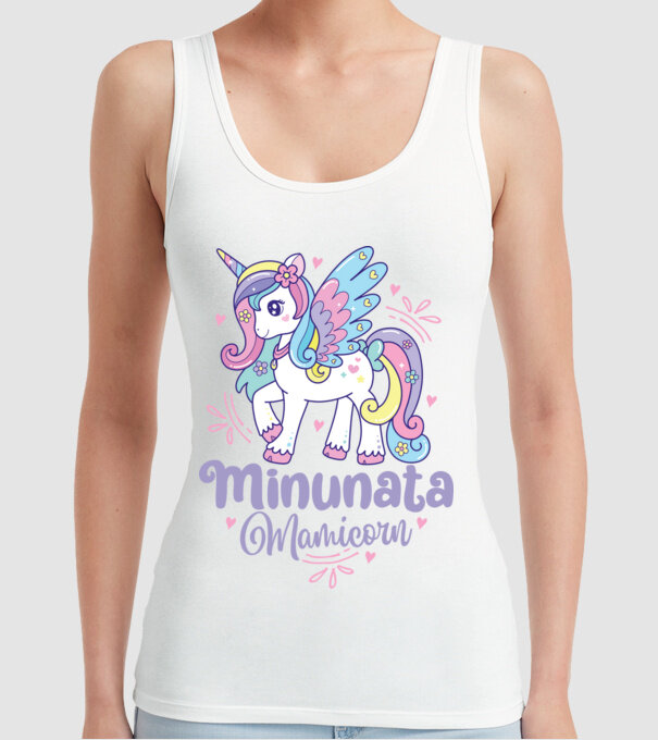 Minunata Mamicorn model alb pe tricou