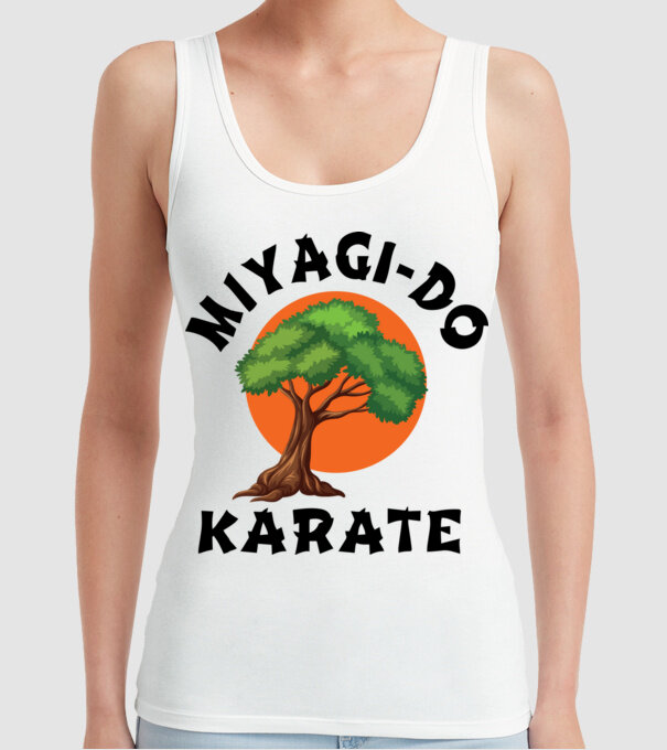 Miyagi-do karate logo model alb pe tricou