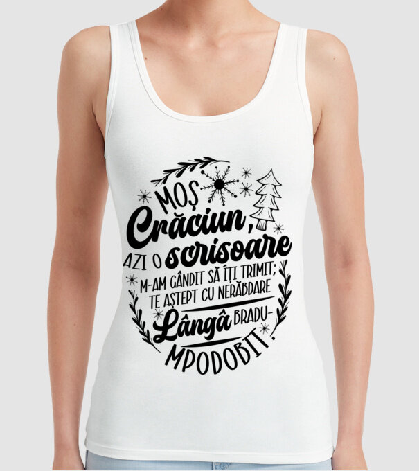 Moş Crăciun model alb pe tricou