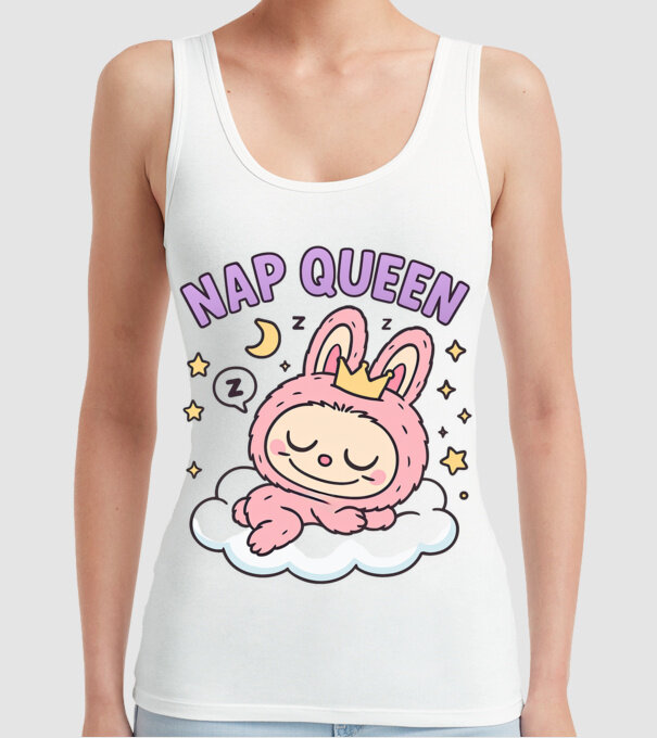 Nap Queen model alb pe tricou