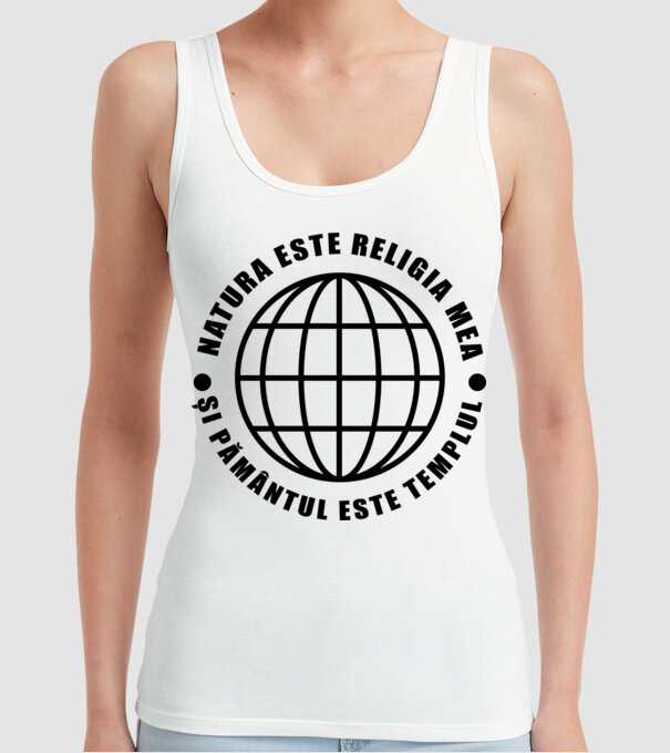 Natura este religia mea model alb pe tricou