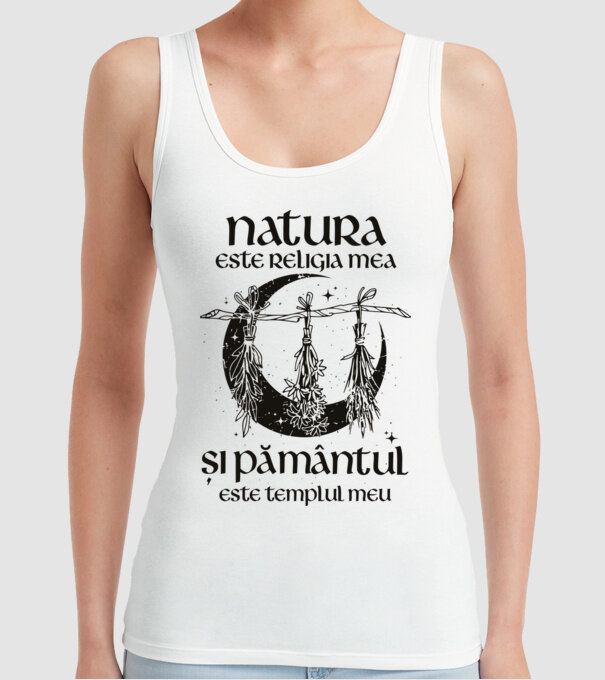 Natura este religia mea model alb pe tricou