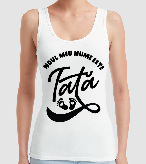 Noul meu nume este Tată model alb pe tricou