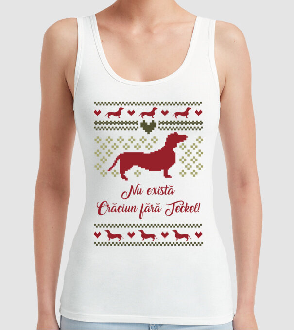 nu există Crăciun fără Teckel model alb pe tricou