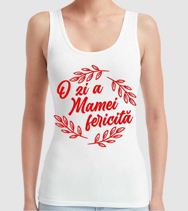 O zi a mamei fericită model alb pe tricou