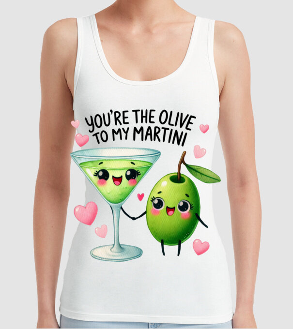 Olive to my Martini model alb pe tricou