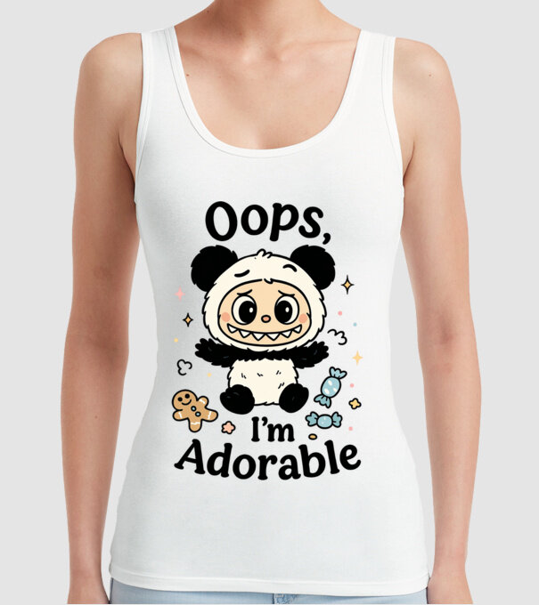 Oops, I'm adorable model alb pe tricou