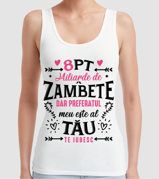 Opt miliarde de zâmbete model alb pe tricou