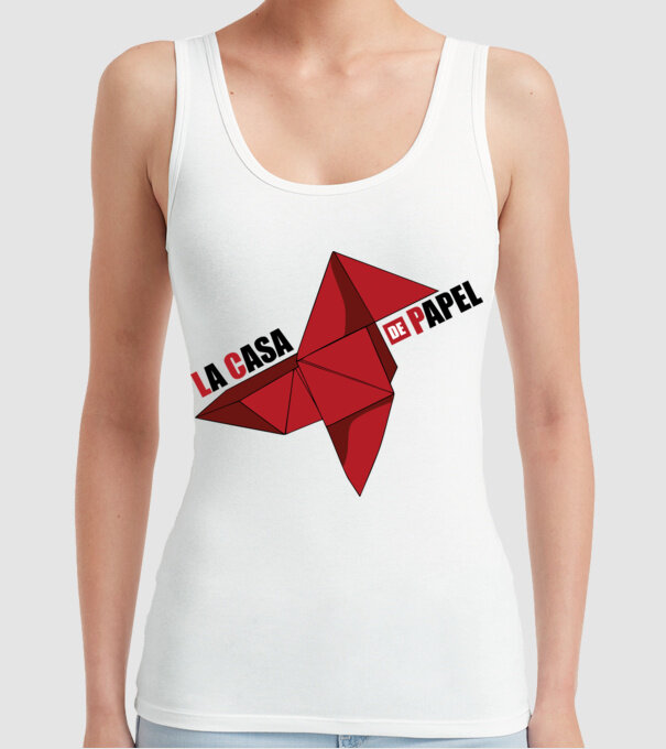 origami la casa de papel white model alb pe tricou