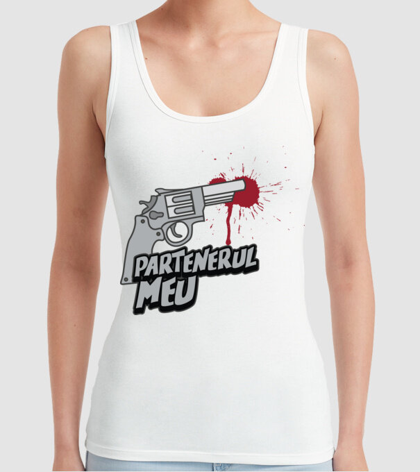 partenerul meu model alb pe tricou