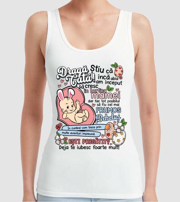 Paști Dragă tată model alb pe tricou