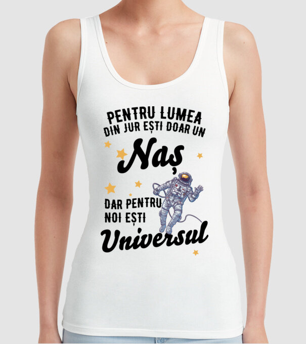 Pentru lumea din jur ești doar o naș, dar pentru noi ești întreaga lume 02 (2) model alb pe tricou