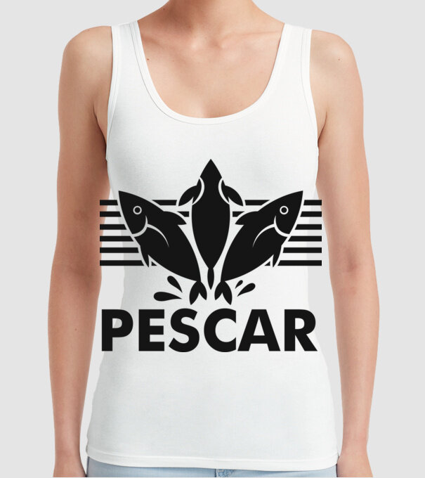 Pescar original model alb pe tricou