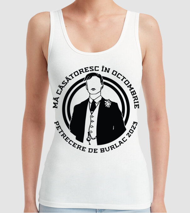 Petrecere de burlac octombrie model alb pe tricou