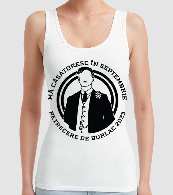 Petrecere de burlac septembrie model alb pe tricou