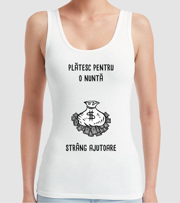 plătesc pentru o nuntă, strâng ajutoare model alb pe tricou
