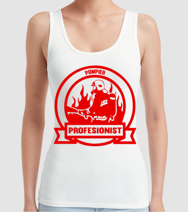 Pompier profesionist model alb pe tricou
