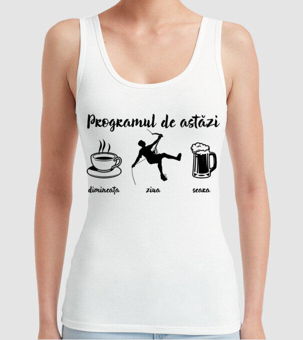 programul de astăzi: dimineața, ziua, seara model alb pe tricou