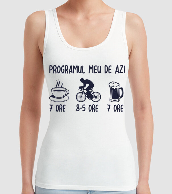 Programul meu de azi: 7 ore, 8-5 ore, 7 ore model alb pe tricou