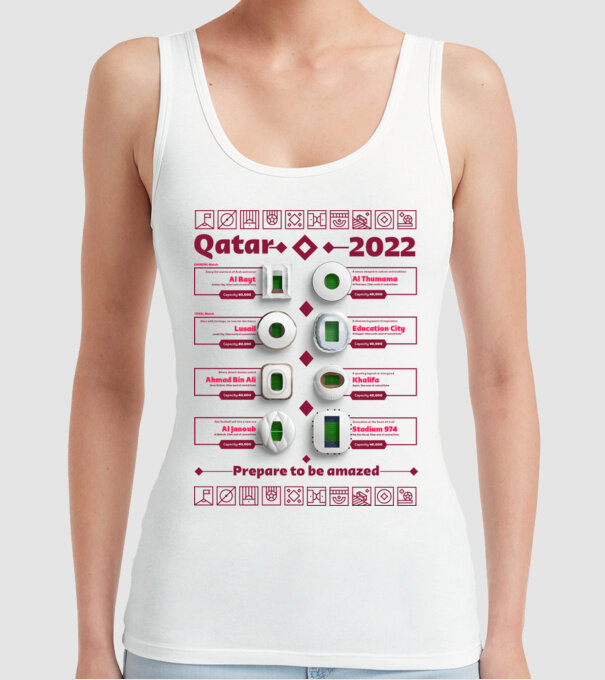 Qatar 2022 Stadiums white model alb pe tricou